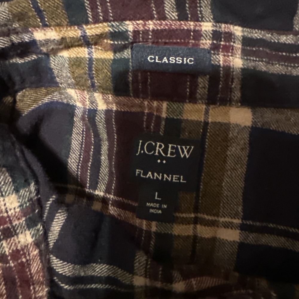 j. crew Classic flannel shirt Earthtones 100% Cotton Size Large - Picture 3 of 6